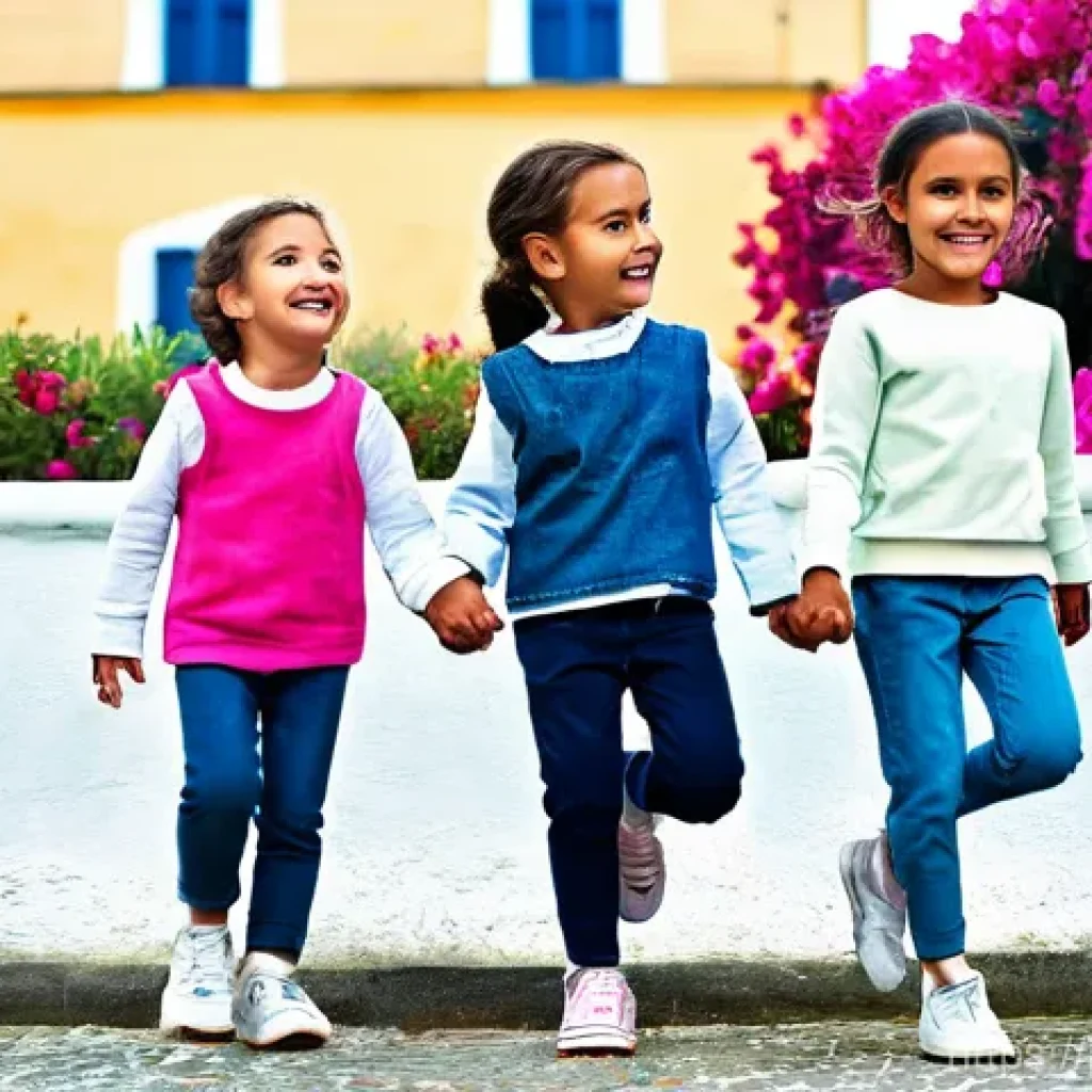유아 패션에서의 계절 감각 - **Prompt 1: Layering for Portugal's Changeable Weather**
    "A group of three joyful Portuguese chi...