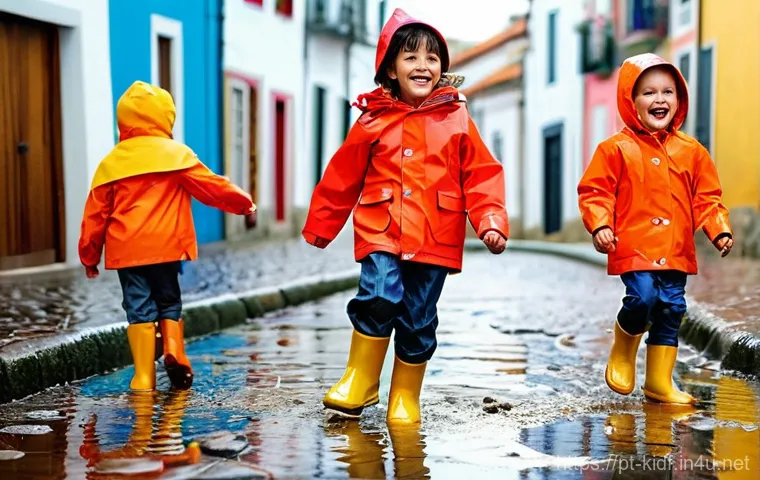 유아 패션에서의 계절 감각 - **Prompt 1: Layering for Portugal's Changeable Weather**
    "A group of three joyful Portuguese chi...