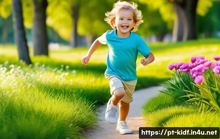 유아용 무지 스니커즈 - **Prompt 1: Joyful Outdoor Play**
    "A happy and energetic 6-year-old child, with a wide smile, ru...