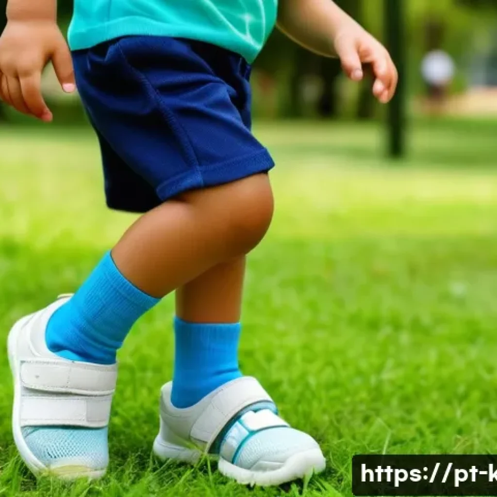 아동용 캐주얼 운동화 - A cheerful young child wearing colorful mesh and synthetic sneakers with visible ventilation mesh fa...