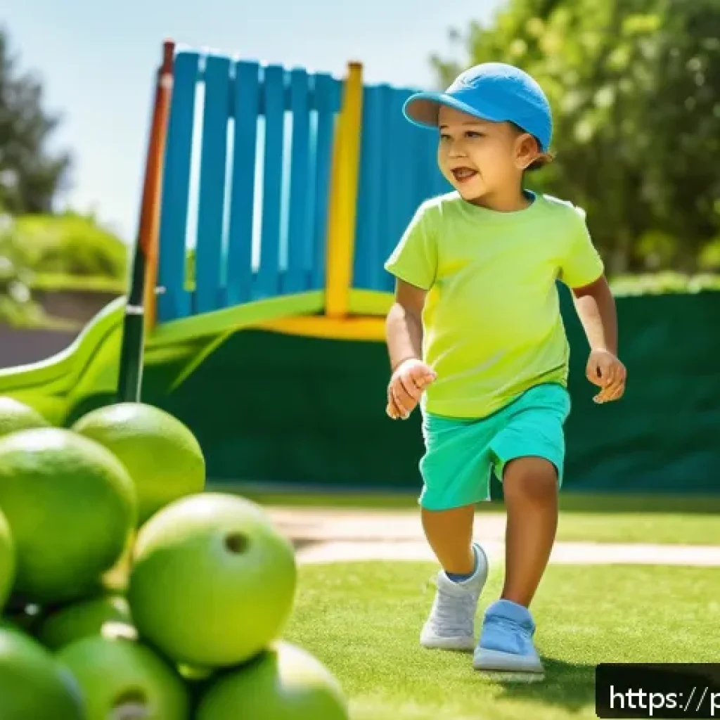 어린이용 반바지 코디 - A lively summer scene featuring a young child wearing vibrant lime green cotton shorts paired with a...